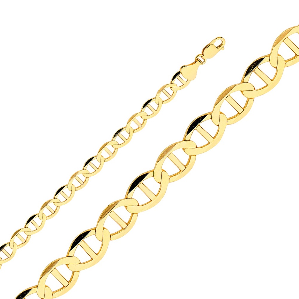 14K Yellow 7.7mm Flat Mariner Chain - 26''